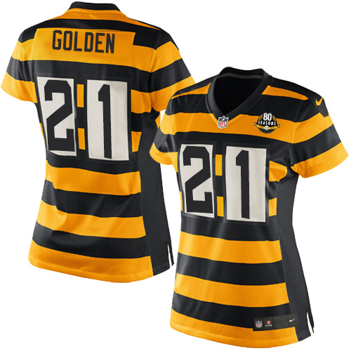 Women's Elite Robert Golden 80th Anniversary Nike Jersey Gold/Black Alternate - #21 Throwback NFL Pittsburgh Steelers